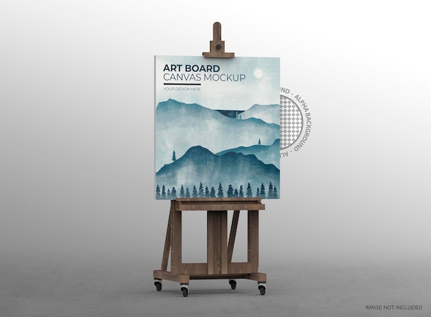 Easel with Canvas Mockup for artists, advertising and communication exhibition.