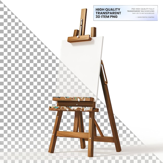 PSD a easel with a sign that says high quality on it