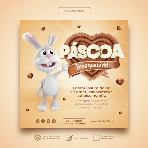 Easter 3d render social media in brazil