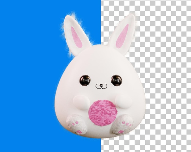 Easter bunny 3d render Plush funny rabbit