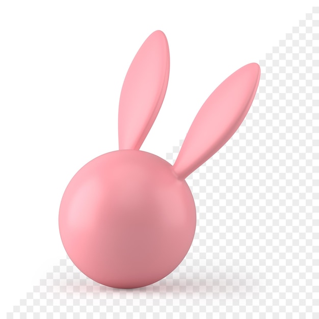 Easter bunny head pink sphere bauble glossy festive decor element design 3d icon realistic