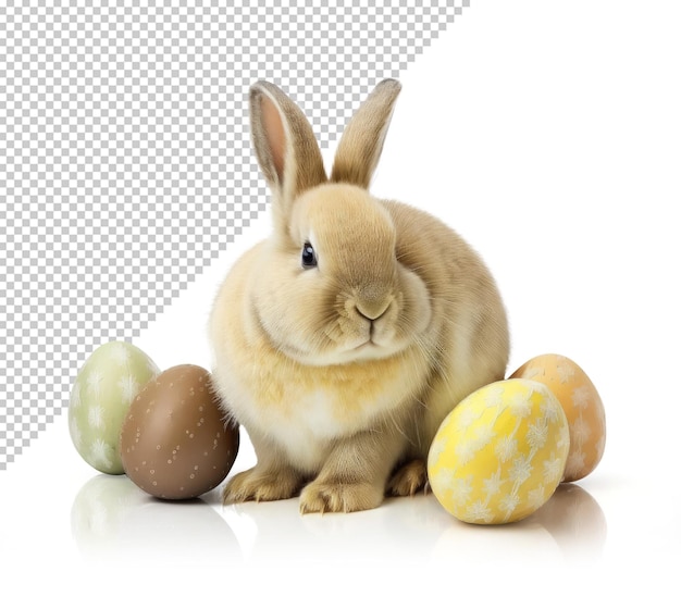 Easter bunny mockup with painted eggs