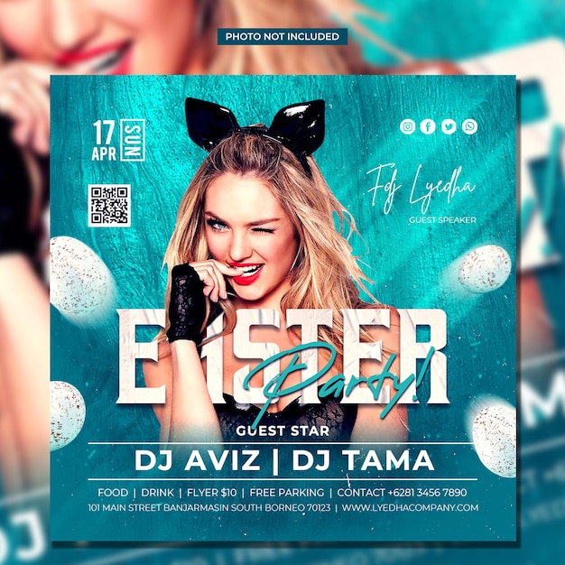 Easter club dj party flyer social media post web banner