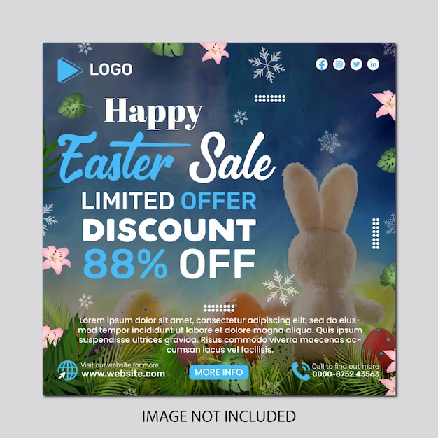 PSD easter day festival sale instagram post and social media banner design template