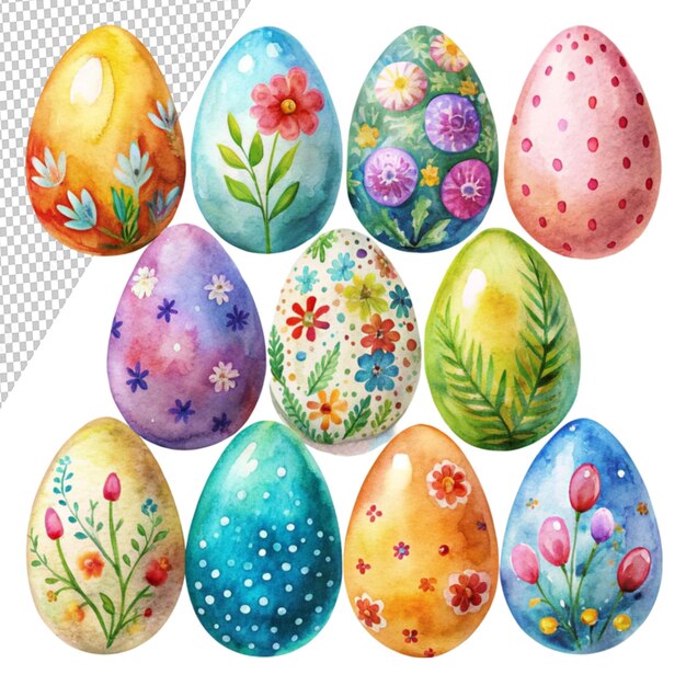 PSD easter egg unique clipart watercolor png spring isolated on transparent background