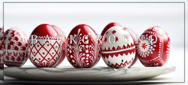 Easter eggs decorated in red and white