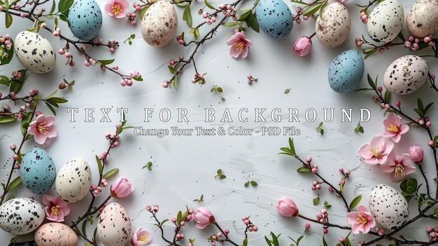 Easter Eggs and Delicate Spring Blossoms