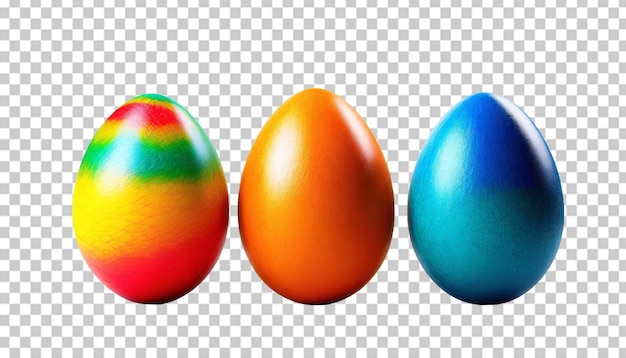 PSD easter eggs on transparent background 3d render happy easter concept