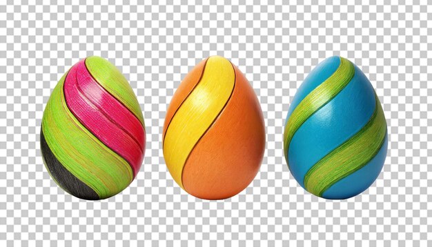 PSD easter eggs on transparent background 3d render happy easter concept