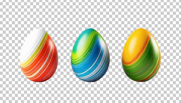 PSD easter eggs on transparent background 3d render happy easter concept