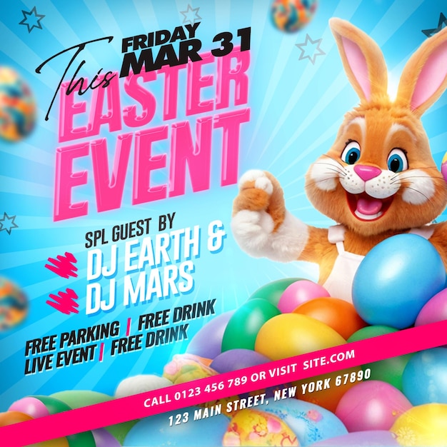 Easter event party social media post PSD