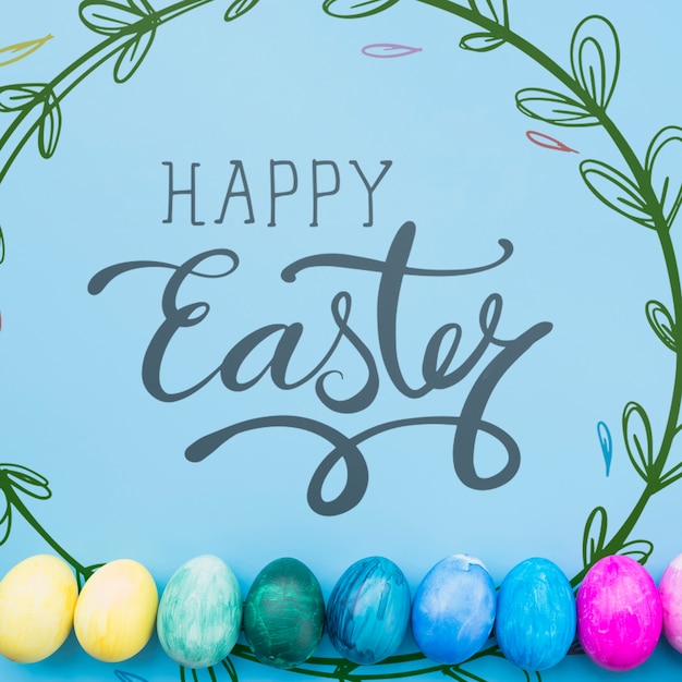 Easter mockup with colorful egg line