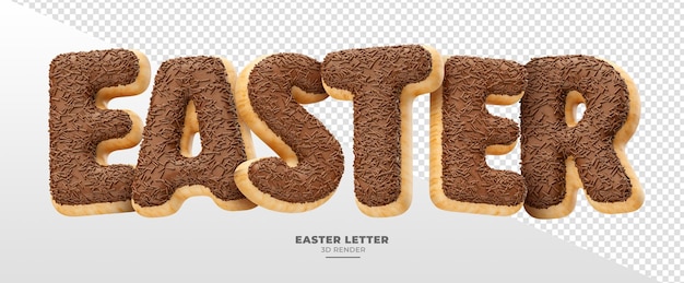 Easter name in 3d render in the shape of donuts with realistic grain