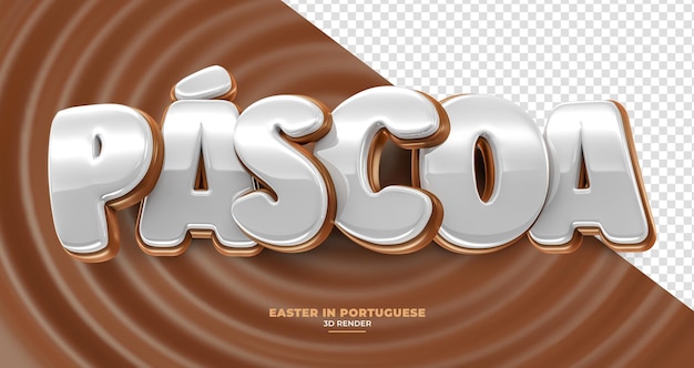 Easter name in brazilian portuguese 3d render with texture and dounts shape with sprinkles