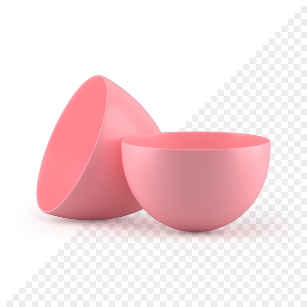 Easter pink chicken egg two open halves for present storage decor element 3d icon realistic illustration