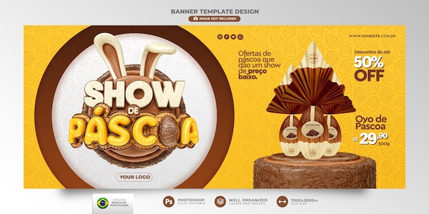 Easter show banner in portuguese 3d render for marketing campaign in brazil