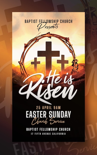 Easter Sunday He Is Risen Church Service Instagram Facebook Post Story Social Media