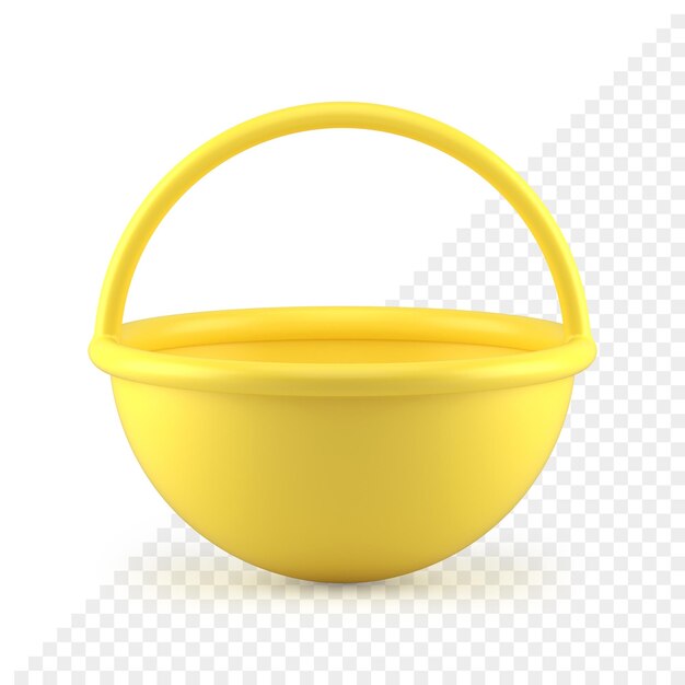 PSD easter yellow empty basket for filled chicken eggs cultural religious holiday 3d icon