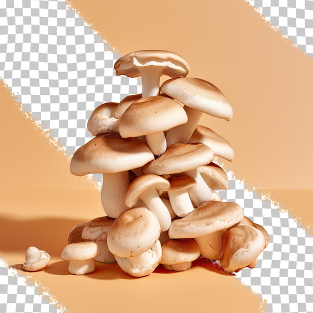 Eating shiitake mushrooms on a transparent background