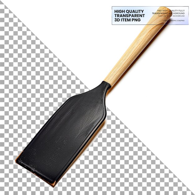 PSD ebony crepe spatula for flipping crepes on transparent background