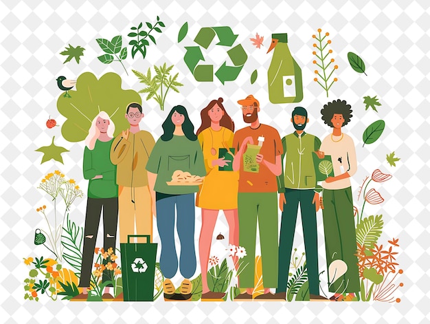 Eco Friendly Environmentalist With Characters Protecting and PNG People in Daily Work Illustration