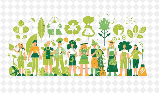 Eco Friendly Environmentalist With Characters Protecting and PNG People in Daily Work Illustration