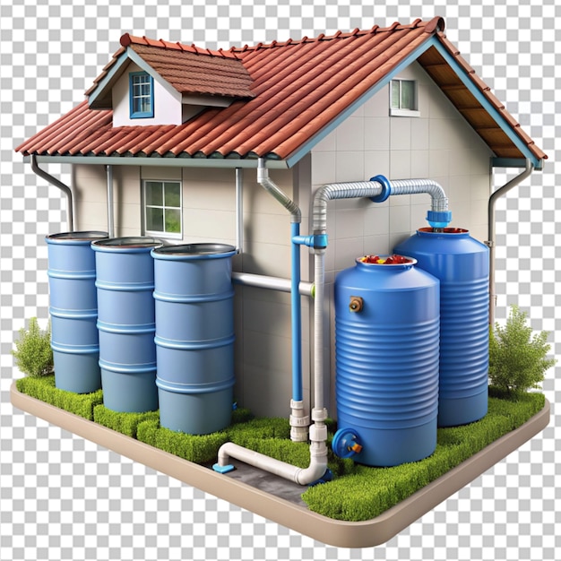 eco friendly rainwater harvesting systems on transparent background