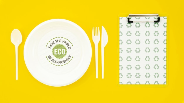 Eco-friendly tableware with plate mock-up