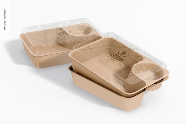 Eco Rectangular Food Containers Mockup