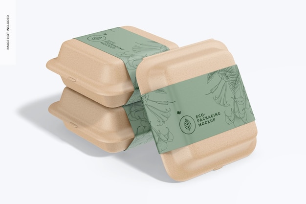 Eco Square Food Container Set Mockup