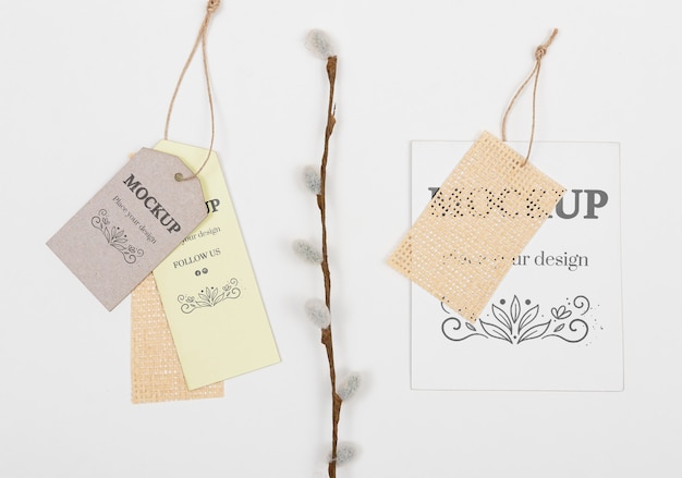 Eco tags on white background