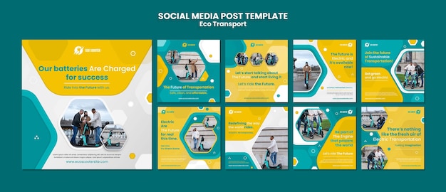 Eco transport instagram posts design template