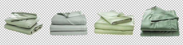 EcoFriendly Bamboo Sheet Set in Serene Sage Green Set Isolated on Transparent Background