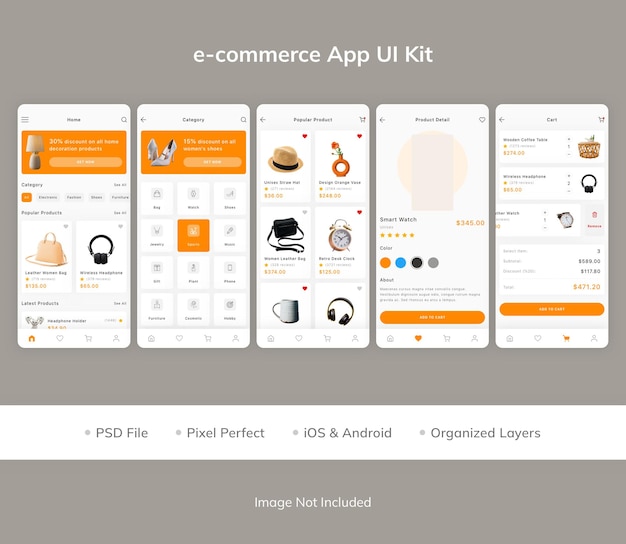 PSD ecommerce app ui kit