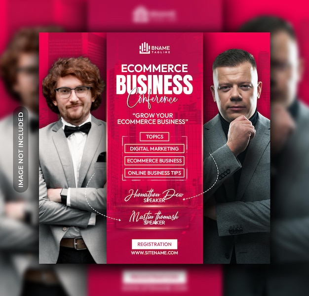 PSD ecommerce business conference social media instagram post template