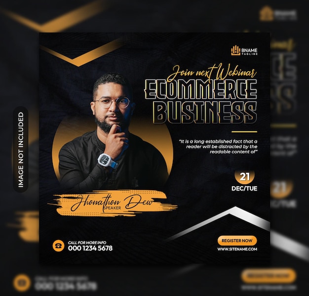 Ecommerce business webinar square flyer or Instagram social media post web banner template