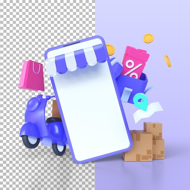 Ecommerce concept delivery service on mobile phone