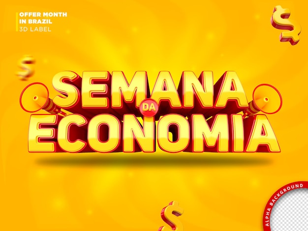 Economy week banner for marketing campaign 3d render design