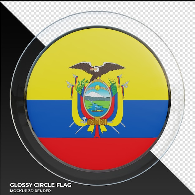 Ecuador Realistic 3d textured glossy circle flag