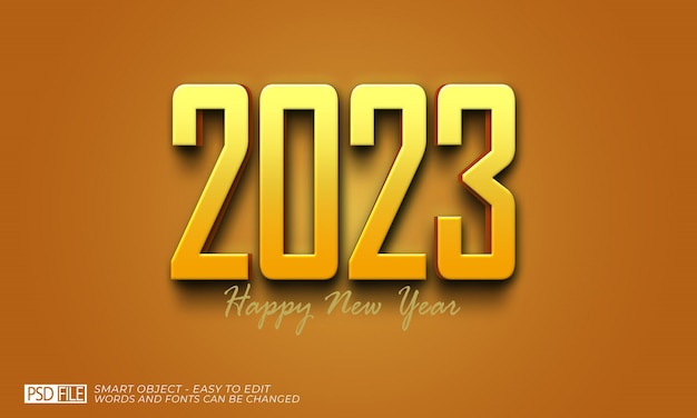 Editable 2023 3d text style template for happy new year greetings