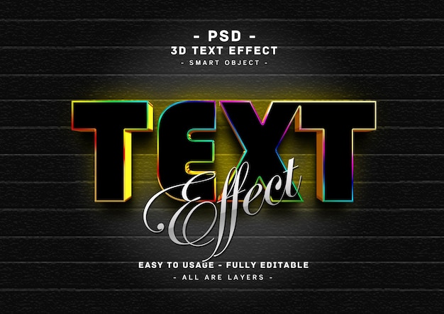 Editable 3d black golden colors text effect