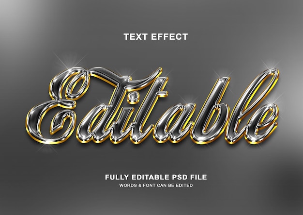 PSD editable 3d black golden text style effect