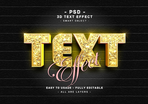 Editable 3d golden glitter text effect