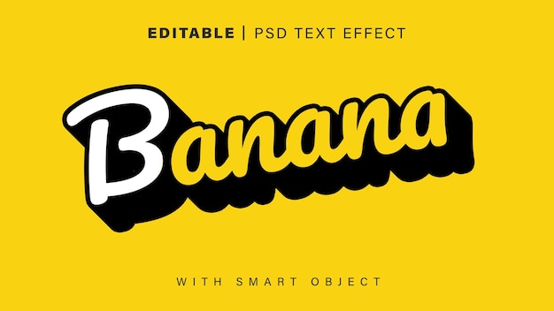 Editable 3D Style Banana Text Effect with Yellow Background