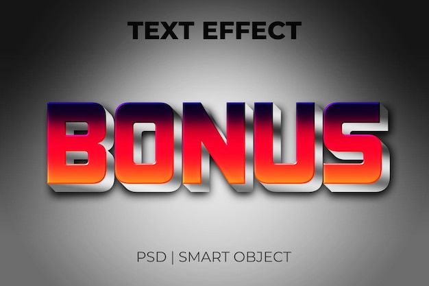 Editable 3d style bonus text effect