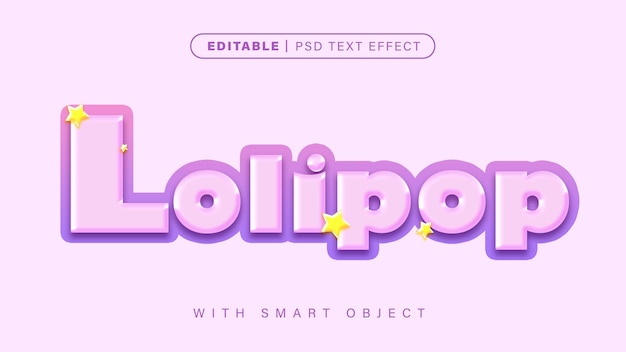 Editable 3D Style Girls Squad VectorA purple and pink lollipop font with a small star on the bottom