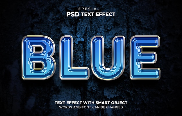 Editable 3d style logo mockup blue text effect