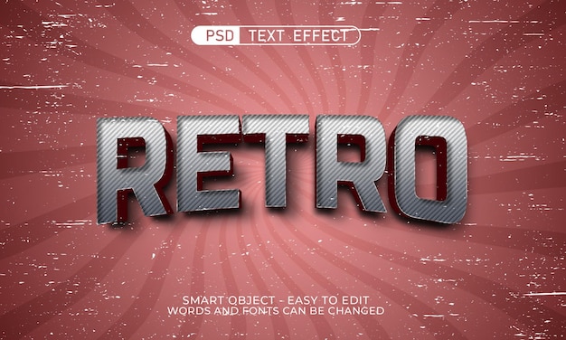 Editable 3d text effect retro style