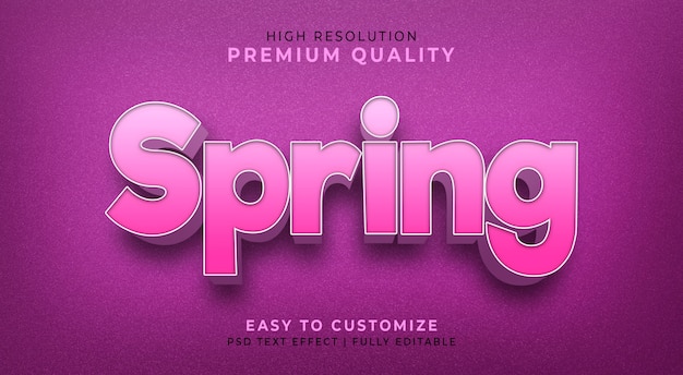 Editable 3d text style effect psd  with  spring's flower color