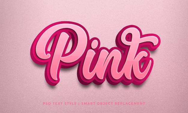 Editable 3d text style psd effect with pink color